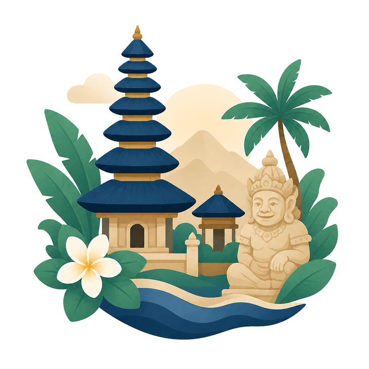 インドネシアの風景と国旗
